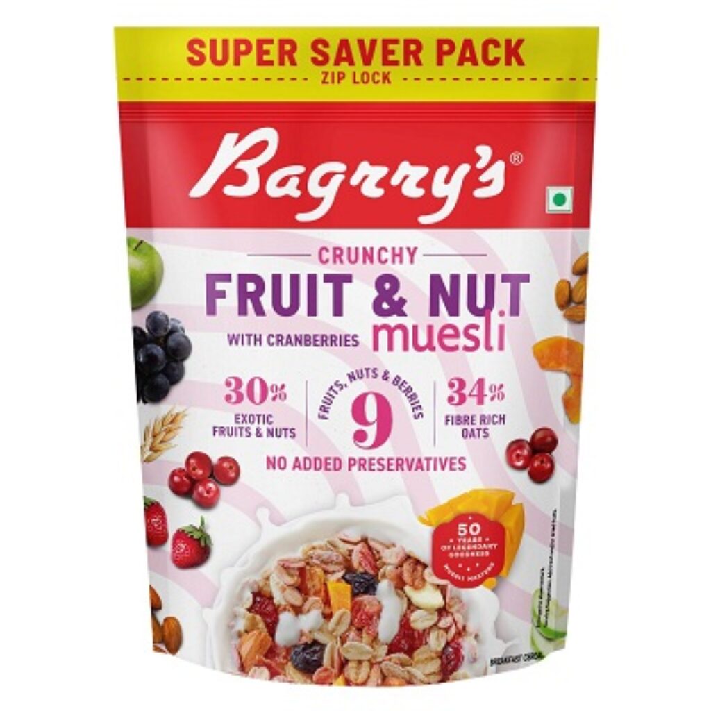 Bagrry's Crunchy Muesli With 30% Fruit & Nut Cranberries 750gm Pouch