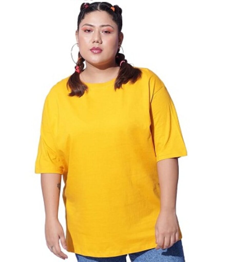 FUNDAY FASHION Women's Pure Cotton Casual Plus Sized Round Neck Tshirt