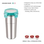 Black Olive Stainless Steel Fusion Tumbler Glass- Air Tight jar Container Leak Proof Glass with lid Store Milk, Juice, and Buttermilk For Home, Office, and Travel (600 ML, 1)
