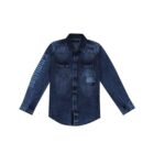 Gini & Jony Boys Blue Printed Denim Full Sleeves Shirt 12-18 Months