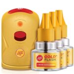 Good Knight Gold Flash Liquid Vapourizer | Mosquito Repellent Combo Pack | Machine + Pack Of 3 Refills (45Ml Each)