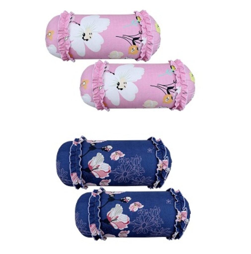 HSR Collection Premium 100% Cotton Printed 4 Piece Bolster Cover (Not Bolster)