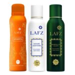 LAFZ Anahita, Kayani Dastoor And Makhallat Al Aud No Alcohol Deodorant Body Spray For Unisex, 150ml, Pack of 3
