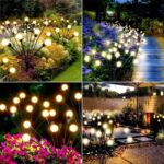 Lexton Firefly Outdoor Solar Lights | 10 LED with Flash Mode, Starburst Swaying Solar Garden Light, Outdoor Decoration, Waterproof, Firefly Path Lights for Pots, Pathway (Warm White, Pack of 1)
