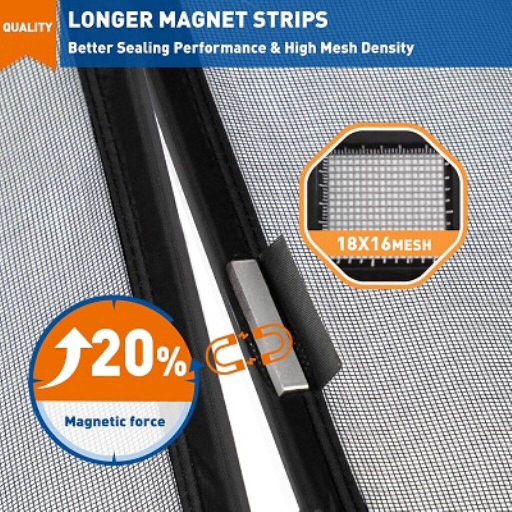 MAGZO Magnetic Screen Door 38 x 82, Reinforced Fiberglass Mesh Curtain