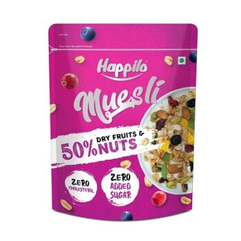 Happilo Loaded Fruit & Nuts Muesli 400g, Healthy Food for Breakfast, 50% Dried Fruits & Nuts