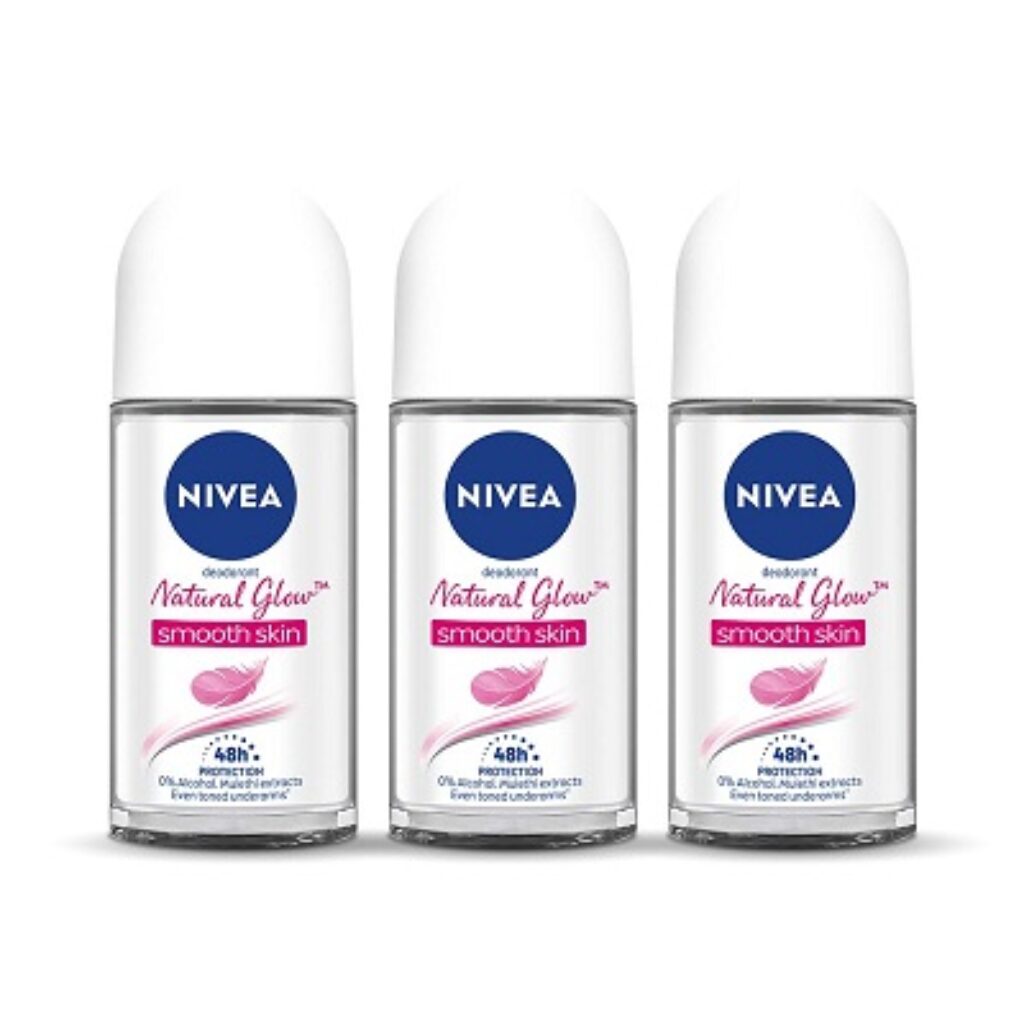 Nivea Deodorant Roll On, Whitening Smooth Skin For Women, 50ml (Pack Of 3)