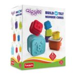 Giggles - Build N Tilt Number Cubes, Multicolour Cubes, Cubes with Numbers, Stack and Nest, 12 Months and Above, 2 Modes of Stacking Straight Stack and Slant Stack