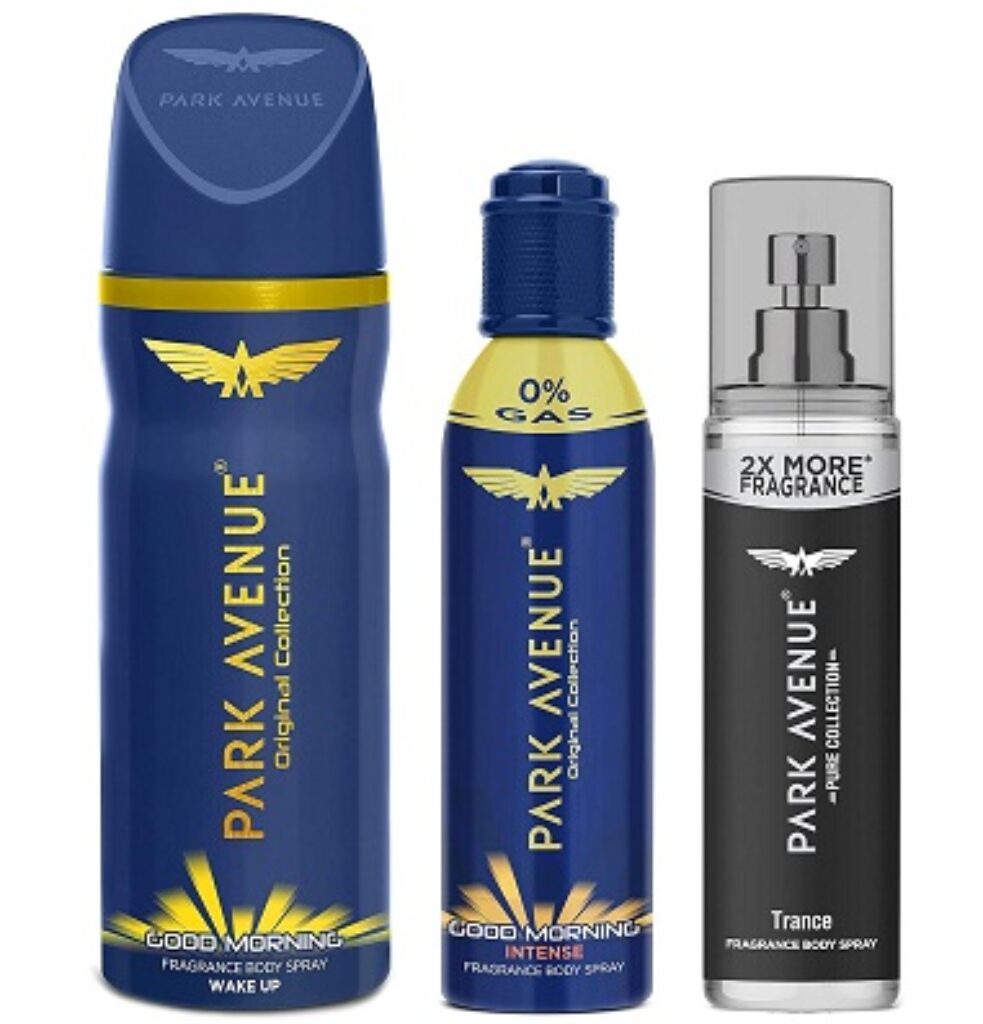 Park Avenue Pure Collection Trance Fragrance Body Spray For Men, 135ml & Good Morning Body Deodorant For Men, 100g/150ml & Good Morning Perfume Intense Body Spray, 108ml/130ml