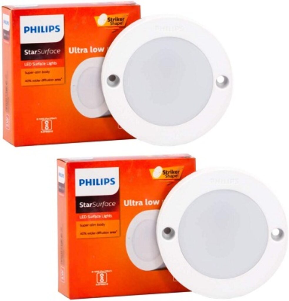 Philips 3W StarSurface Striker Cabinet Cool White Flush Mount Ceiling Lamp (Pack of 2)