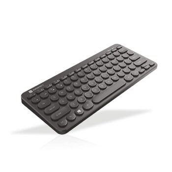 Portronics Bubble Multimedia Wireless Keyboard 2.4 GHz & Bluetooth 5.0 Connectivity, Noiseless Experience, Compact Size, Shortcut Keys Function for iOS iPad Air, Pro, Mini, Android, Windows Tablets PC Smartphone(Black)