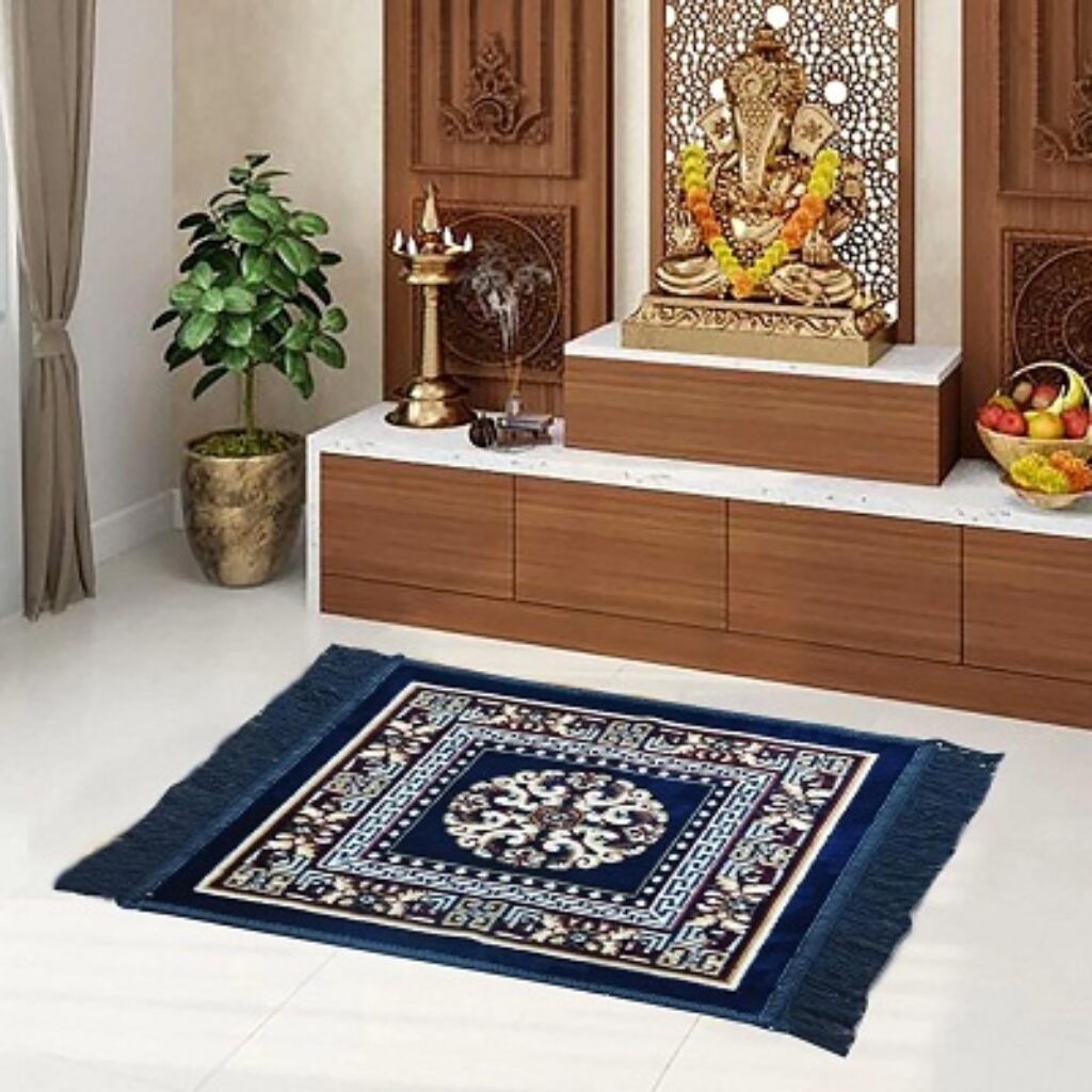 STATUS Multipurpose Pooja Prayer Mat 18x18 inch (Blue)