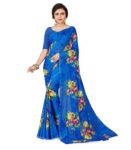Anand Sarees, Women's Printed, Georgette Saree with Blouse Piece