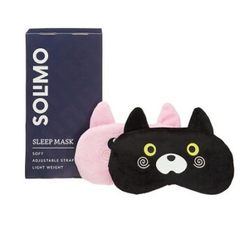 Amazon Brand - Solimo Sleep Mask, Designer Range, Ultra Smooth, Adjustable Strap, Total Blockout (Cute Cat Type 1, Pack Of 2)