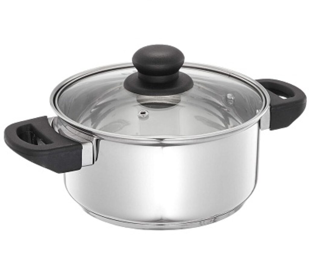 Amazon Brand - Solimo Stainless Steel Dutch Oven with Glass Lid