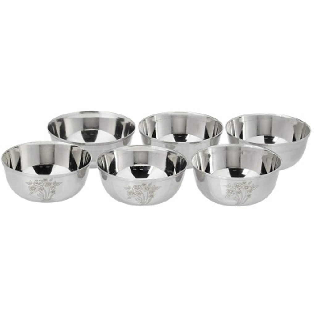 Sorabh MVT 5.5 Stainless Steel Mukta Vati Bowl/Katori for Serving Dish 22g (Plain,Set of 6)