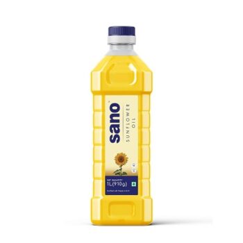 sano Sunflower Oil 1 Ltr Pet Bottle - Pure, Nutrient-Rich Cooking Oil with High Smoke Point - Ideal for Frying, Sautéing, and Baking