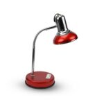 Lexton Study Table Lamp | Metal Body | Round | Adjustable Lamp Neck | Push Button/Switch On and Off | Suitable for Learning, Reading, Working | Office Desk (Red, Metal, 1 Piece)(Bulb Not Included)