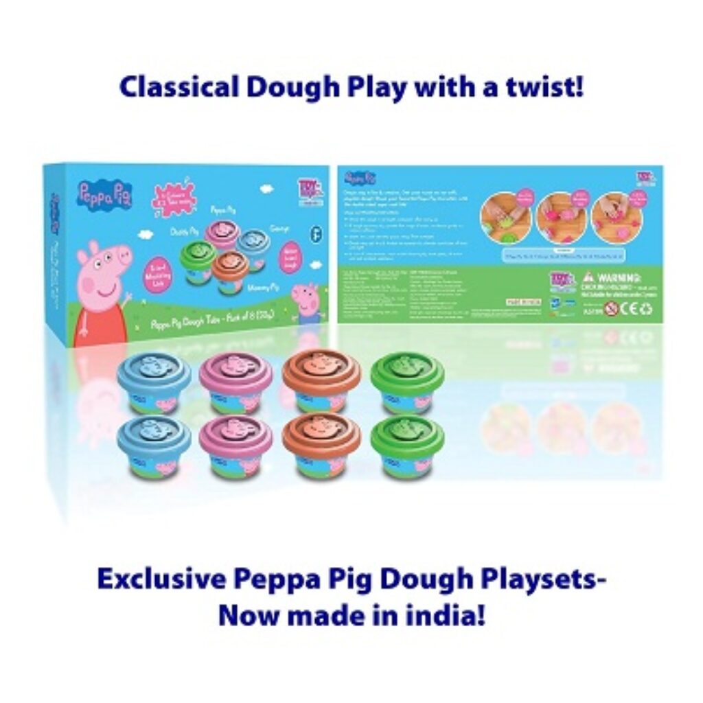 ToyMagic Peppa Pig Dough with 2 in 1 Moulding Lid Pack of 8 Tubs 50gm Each