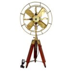CAMPUS INSTRUMENTS | Antique Tripod Fan with Modern Vintage Style Wooden Tripod Stand - Perfect for Home & Office Decor