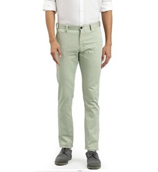 Indian Terrain Solid Cotton Blend Slim Fit Men's Casual Trousers
