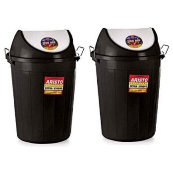 ARISTO Swing Lid Garbage Waste Dustbin 32 LTR (Black) Pack of 2