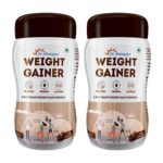 Dr. Morepen Weight Gainer/Gain Weight, Post Workout, 74 g Carbohydrate, 14.5g Protein, Healthy Fats (irish Chocolate, 500g) | Pack of 2