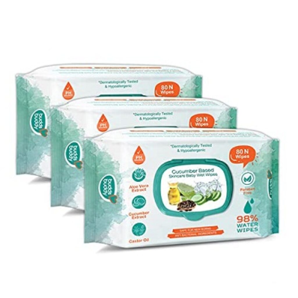 Buddsbuddy Cucumber Based Skincare Baby Wet Wipes (240 Pieces)