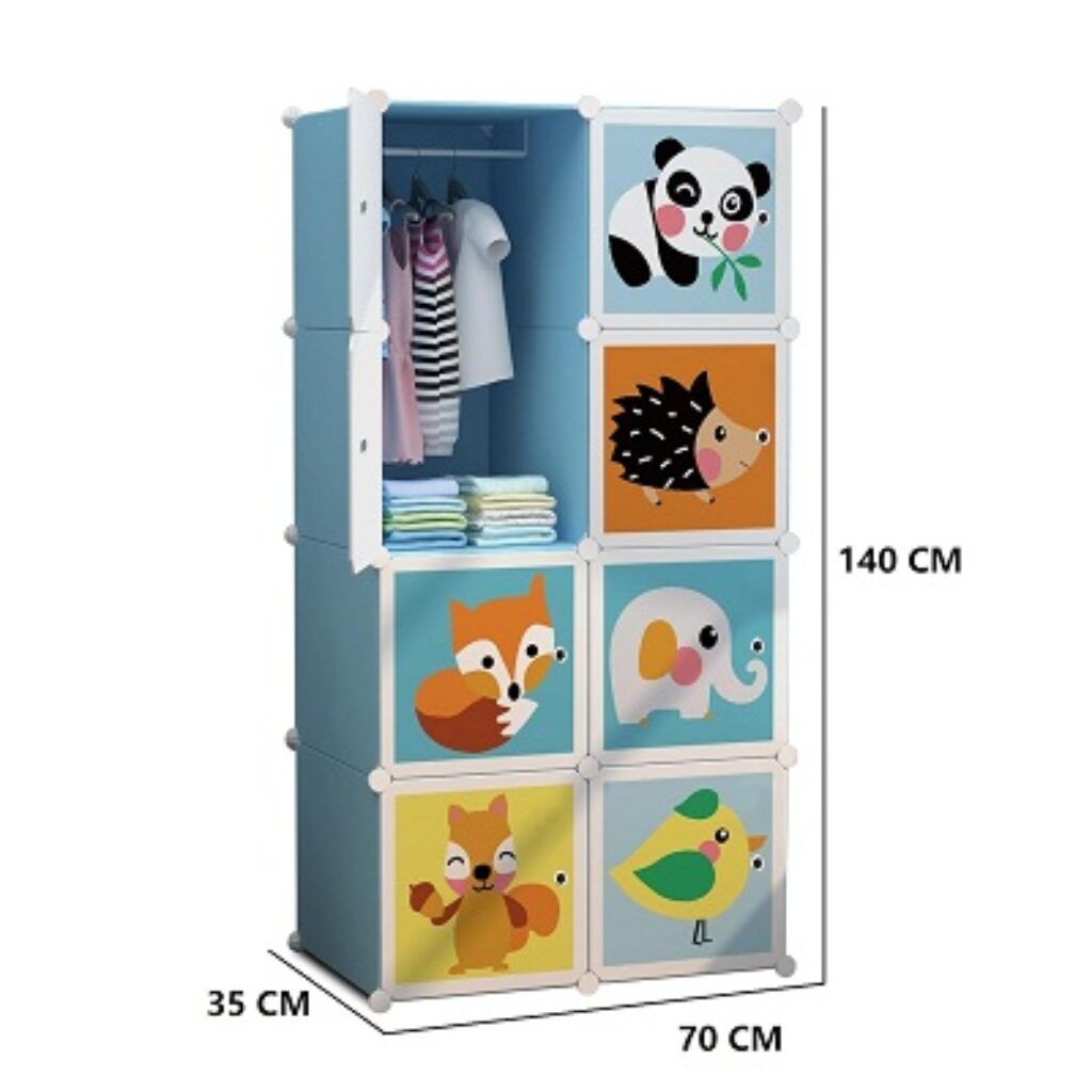 R. K. INTERNATIONAL 8 Plastic Small Sheet Wardrobe Storage Rack For Kids , Blue