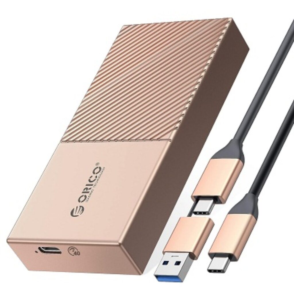 ORICO M.2 NVME SSD Enclosure 40Gbps PCIe3.0x4 USB Type-C Aluminum Adapter, NVME PCIe 2280 M-Key(B+M Key) External Solid State Drive Case,Compatible with Thunderbolt 3/4 USB3.2/3.1/3.0/Type C-M208-Golden