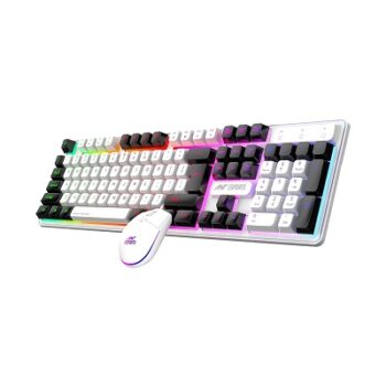 Ant Esports KM1610 LED Keyboard and Mouse Combo, 104 Keys Rainbow Backlit Keyboard and 7 Colour RGB Mouse, White Gaming Keyboard and Mouse Combo for PC...