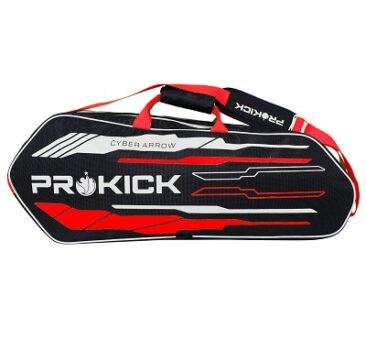 Prokick Cyber Arrow Badminton Kitbag with Double Zipper Compartments, Black