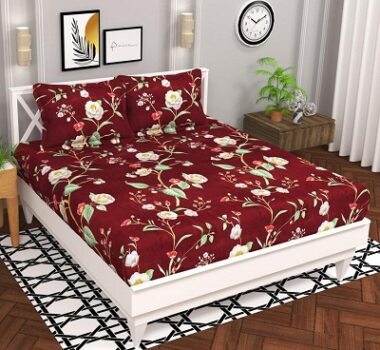 Valentine's Special BSB HOME Microfiber 144 TC Aspire 2.O Collections Soft Breathable Floral Printed Double Bedsheets with 2 Regular Size Pillow Covers.