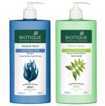 Biotique Bio Kelp Protein Shampoo For Falling Hair Intensive Hair Regrowth Treatment, 650ml & Bio Neem Margosa Anti Dandruff Shampoo & Conditioner, 650ml