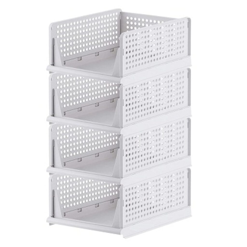 Primelife Plastic 4 Layer Foldable Sliding Drawer Organizer Wardrobe Cupboard Organizer for Clothes