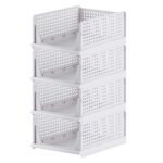 Primelife Plastic 4 Layer Foldable Sliding Drawer Organizer Wardrobe Cupboard Organizer for Clothes