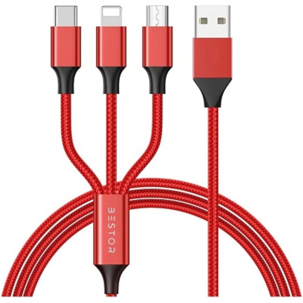 BESTOR® Multi Charging Cable 3 in 1 Nylon Braided Multiple USB Fast Charging Cable