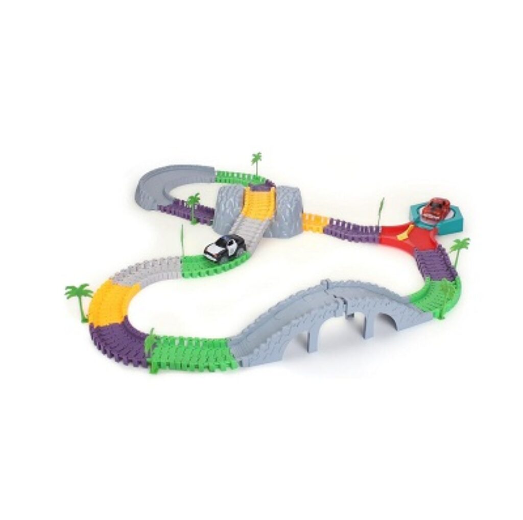 Max Trax Medieval Town Track Set with Motorised Car, Multi Color (240 Pieces)