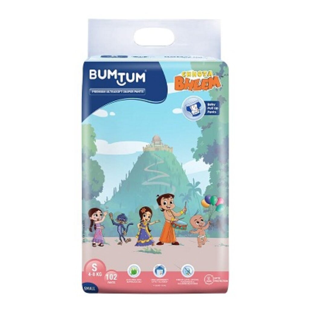 Bumtum Chota Bheem Small Baby Diaper Pants, 102 Count