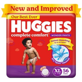 Huggies Complete Comfort Wonder Pants Extra Large (XL) Size (12-17 Kgs) Baby Diaper Pants, 56 count|