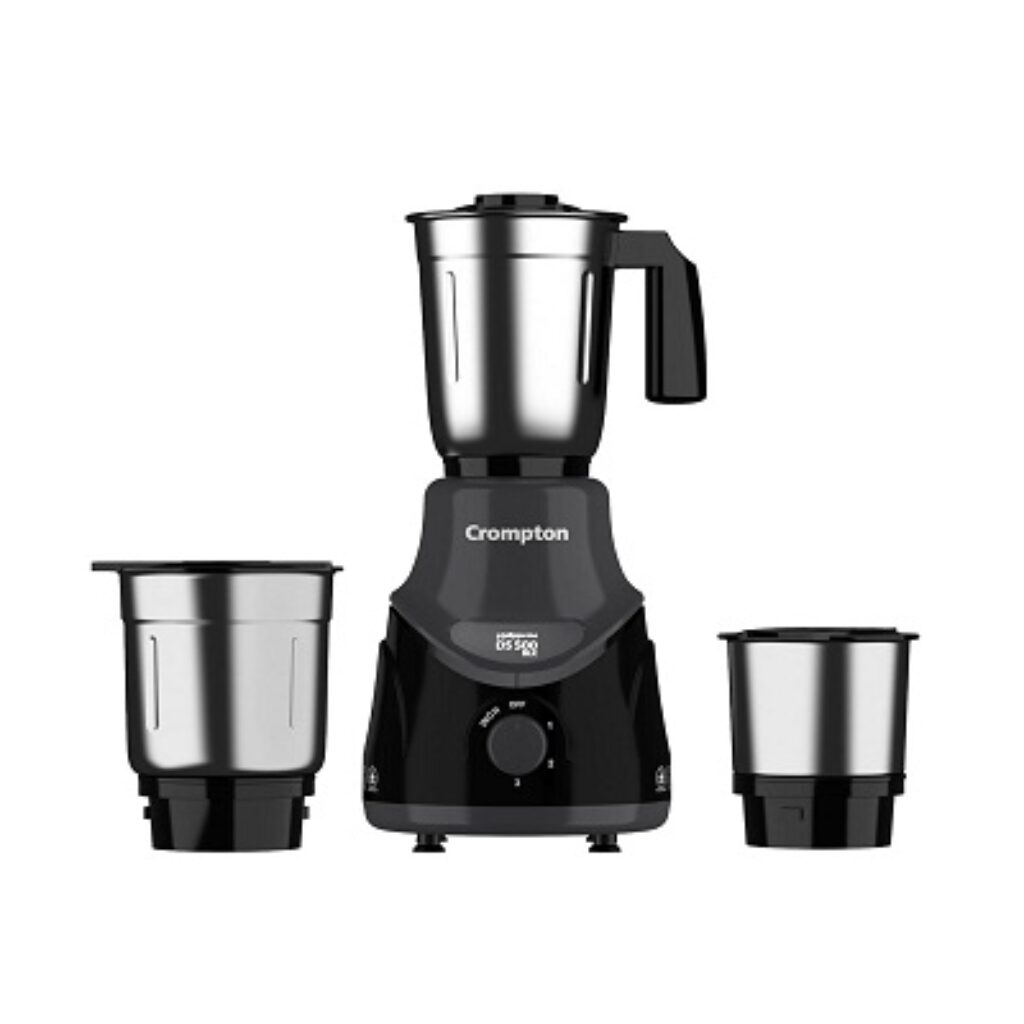 Crompton DS 500 BLK 500-Watt Mixer Grinder with Powertron Motor & Motor Vent-X Technology