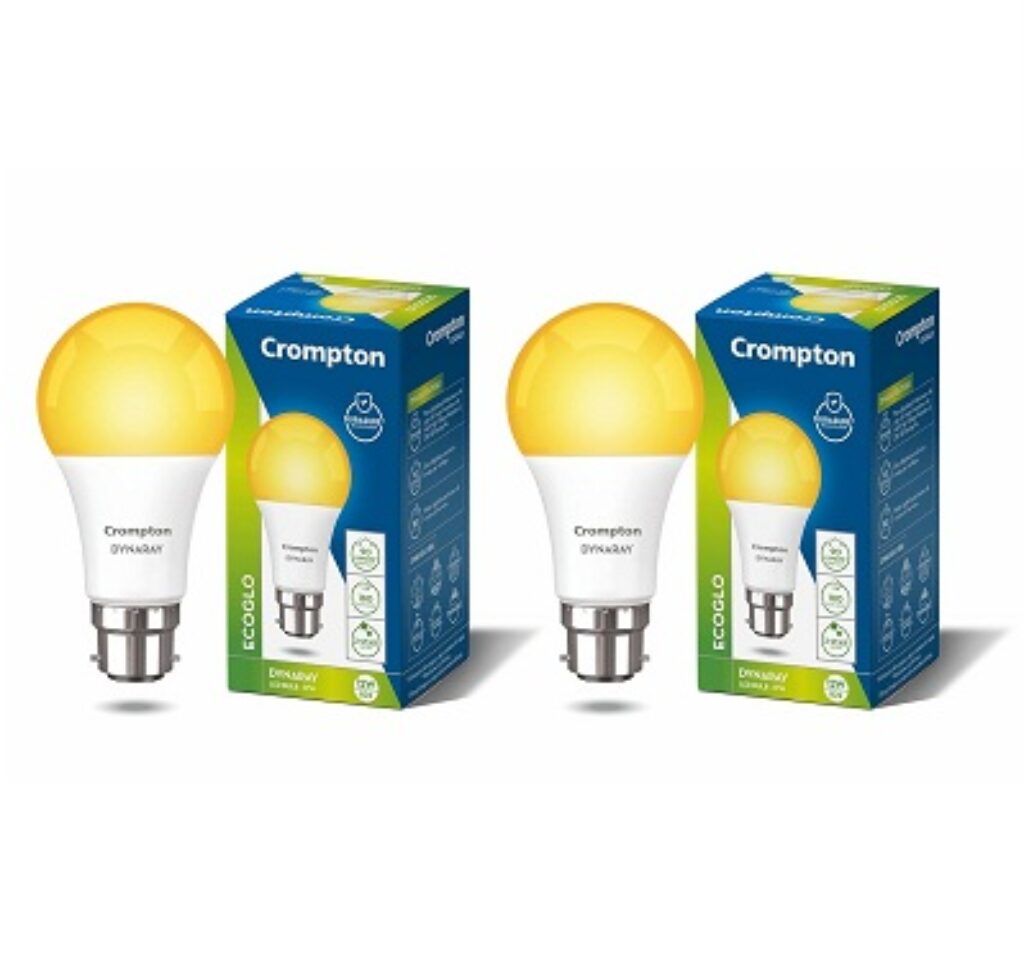 Crompton Dyna Ray 12W Round B22 LED Warm White Pack of 2