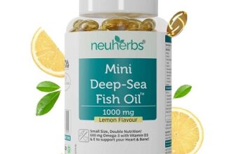 Neuherbs Mini Deep Sea Omega 3 Fish Oil 1000 mg With Lemon Flavour- 2X Omega 3 With Vitamin D3 & E Promote Brain, Heart & Bone Health