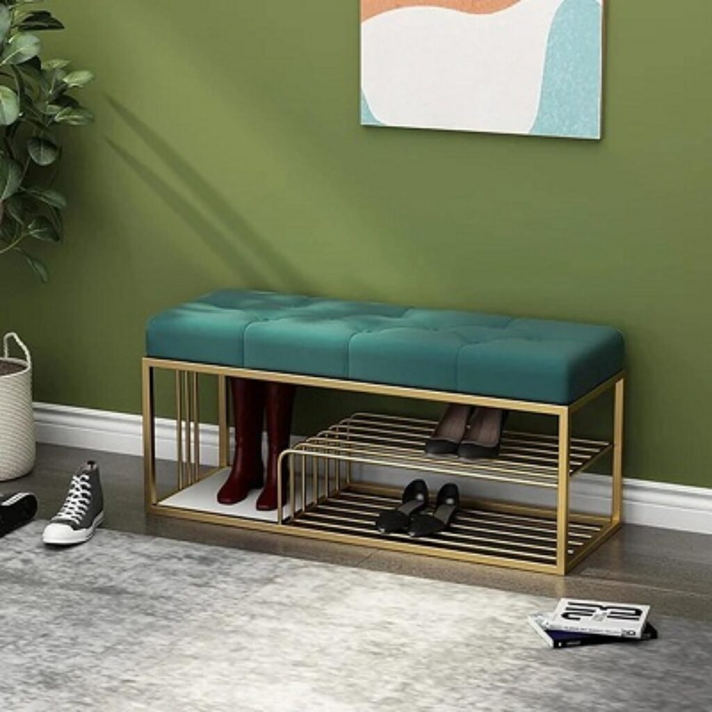 Dence Store Bench with Storage and Velvet Upholstery for The Entryway Sleeping Bench Ottoman, Sofa, Footstool, Bed End Table, Settee, with Storage for Living Area and Bedroom (Green)