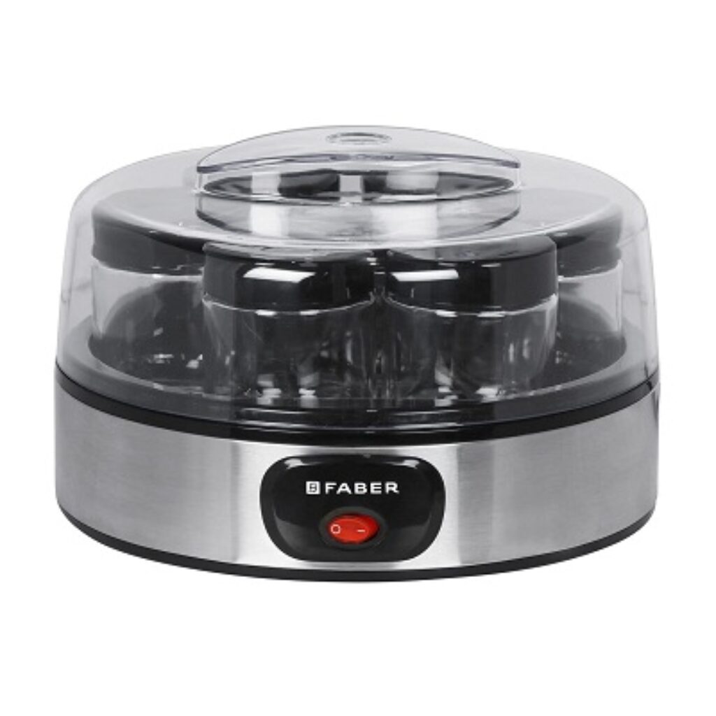 Faber 7 Jar Portable Yogurt Maker, 200ml Cup capacity (FYT 7 BK SS), Stainless Steel