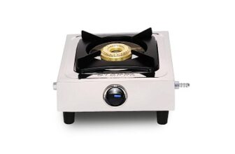 Stuffa Star LPG Stainless Steel 1Burner Gas Stove ISI Certified, Manual Ignition