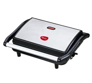 Pigeon by Stovekraft Panini/Sandwich Griller with Non Stick Plates, 850 Watt, Black