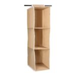 Amazon Brand - Solimo Fabric Hanging Closet Organiser, 3 Shelves, Biege