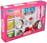 Insta kitchenset Kitchenware Set Toy Non Toxic Plastic and Stainless Steel Cooking