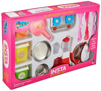 Insta kitchenset Kitchenware Set Toy Non Toxic Plastic and Stainless Steel Cooking